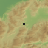 Shaded relief of the 59 km around Chiquila, drawn from the GMTED2010 grid