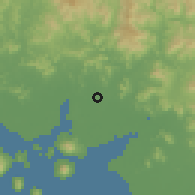 Shaded relief of the 60 km around Agua Fría, drawn from the GMTED2010 grid