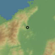 Shaded relief of the 59 km around Choloma, drawn from the GMTED2010 grid