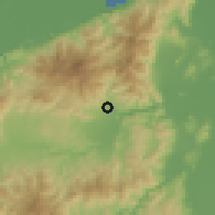 Shaded relief of the 59 km around Cofradía, drawn from the GMTED2010 grid