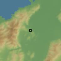Shaded relief of the 59 km around Colonia Colinas Dos, drawn from the GMTED2010 grid
