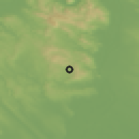 Shaded relief of the 51 km around Budakeszi, drawn from the GMTED2010 grid