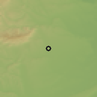 Shaded relief of the 51 km around Gencsapáti, drawn from the GMTED2010 grid