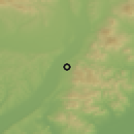 Shaded relief of the 50 km around Gönc, drawn from the GMTED2010 grid