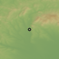 Shaded relief of the 50 km around Apc, drawn from the GMTED2010 grid
