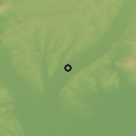Shaded relief of the 50 km around Halmaj, drawn from the GMTED2010 grid