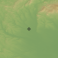 Shaded relief of the 50 km around Heréd, drawn from the GMTED2010 grid