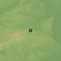 Shaded relief of the 51 km around Hidas, drawn from the GMTED2010 grid