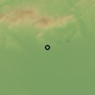 Shaded relief of the 50 km around Karácsond, drawn from the GMTED2010 grid