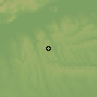 Shaded relief of the 51 km around Karád, drawn from the GMTED2010 grid