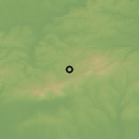 Shaded relief of the 51 km around Komló, drawn from the GMTED2010 grid