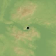 Shaded relief of the 50 km around Nagymaros, drawn from the GMTED2010 grid