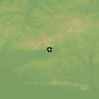 Shaded relief of the 51 km around Pécs, drawn from the GMTED2010 grid