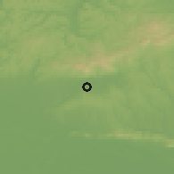 Shaded relief of the 51 km around Pellérd, drawn from the GMTED2010 grid