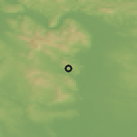 Shaded relief of the 51 km around Pilisborosjenő, drawn from the GMTED2010 grid