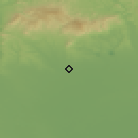 Shaded relief of the 50 km around Adács, drawn from the GMTED2010 grid