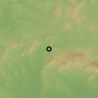 Shaded relief of the 50 km around Tar, drawn from the GMTED2010 grid