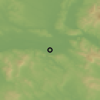 Shaded relief of the 50 km around Tát, drawn from the GMTED2010 grid