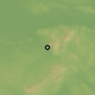 Shaded relief of the 51 km around Vértesszölös, drawn from the GMTED2010 grid