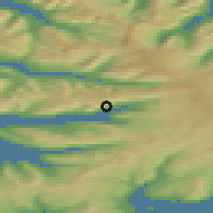 Shaded relief of the 43 km around Borgarfjörður, drawn from the GMTED2010 grid