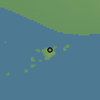 Shaded relief of the 44 km around Vestmannaeyjar, drawn from the GMTED2010 grid