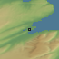 Shaded relief of the 43 km around Vopnafjörður, drawn from the GMTED2010 grid