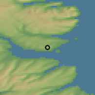 Shaded relief of the 43 km around Drangsnes, drawn from the GMTED2010 grid