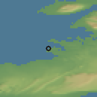 Shaded relief of the 43 km around Álftanes, drawn from the GMTED2010 grid