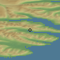 Shaded relief of the 43 km around Fáskrúðsfjörður, drawn from the GMTED2010 grid