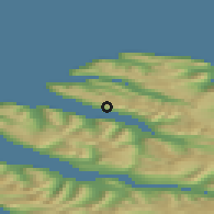 Shaded relief of the 42 km around Flateyri, drawn from the GMTED2010 grid