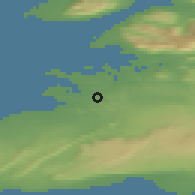 Shaded relief of the 43 km around Garðabær, drawn from the GMTED2010 grid