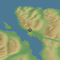 Shaded relief of the 42 km around Grenivík, drawn from the GMTED2010 grid
