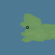 Shaded relief of the 43 km around Hafnir, drawn from the GMTED2010 grid