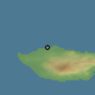 Shaded relief of the 43 km around Hellissandur, drawn from the GMTED2010 grid
