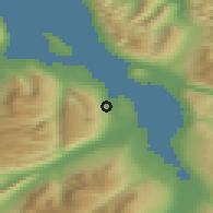 Shaded relief of the 43 km around Hjalteyri, drawn from the GMTED2010 grid