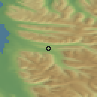 Shaded relief of the 43 km around Hólar, drawn from the GMTED2010 grid