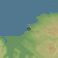 Shaded relief of the 42 km around Húsavík, drawn from the GMTED2010 grid