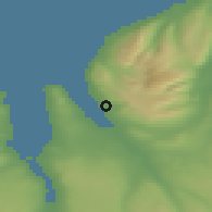 Shaded relief of the 43 km around Hvammstangi, drawn from the GMTED2010 grid