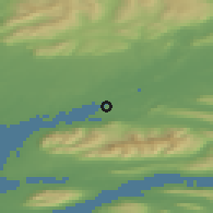 Shaded relief of the 43 km around Hvanneyri, drawn from the GMTED2010 grid
