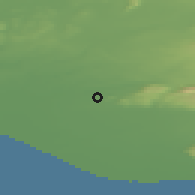 Shaded relief of the 44 km around Hvolsvöllur, drawn from the GMTED2010 grid