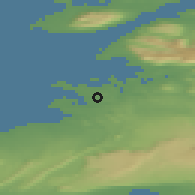 Shaded relief of the 43 km around Kópavogur, drawn from the GMTED2010 grid