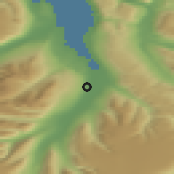 Shaded relief of the 43 km around Kristnes, drawn from the GMTED2010 grid