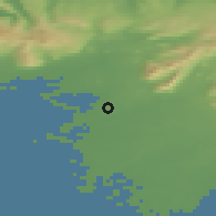 Shaded relief of the 43 km around Krossholt, drawn from the GMTED2010 grid