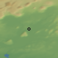 Shaded relief of the 43 km around Laugarás, drawn from the GMTED2010 grid