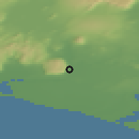 Shaded relief of the 43 km around Laugarbakki, drawn from the GMTED2010 grid