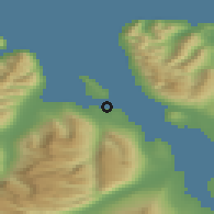 Shaded relief of the 42 km around Litli-Árskógssandur, drawn from the GMTED2010 grid