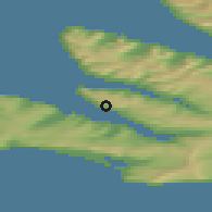 Shaded relief of the 43 km around Patreksfjörður, drawn from the GMTED2010 grid