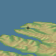 Shaded relief of the 42 km around Suðureyri, drawn from the GMTED2010 grid