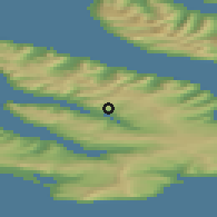 Shaded relief of the 43 km around Tálknafjörður, drawn from the GMTED2010 grid