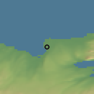 Shaded relief of the 42 km around Þórshöfn, drawn from the GMTED2010 grid